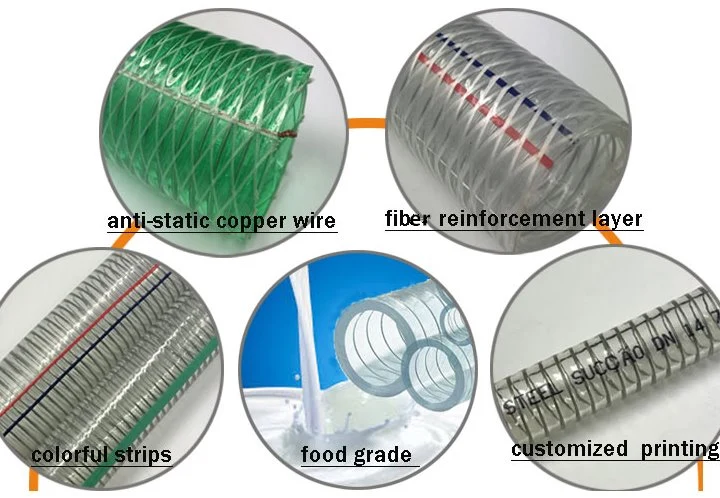 Factory Direct Clear Spiral Steel Wire Reinforced PVC Water Fuel Flexible Hose Duct