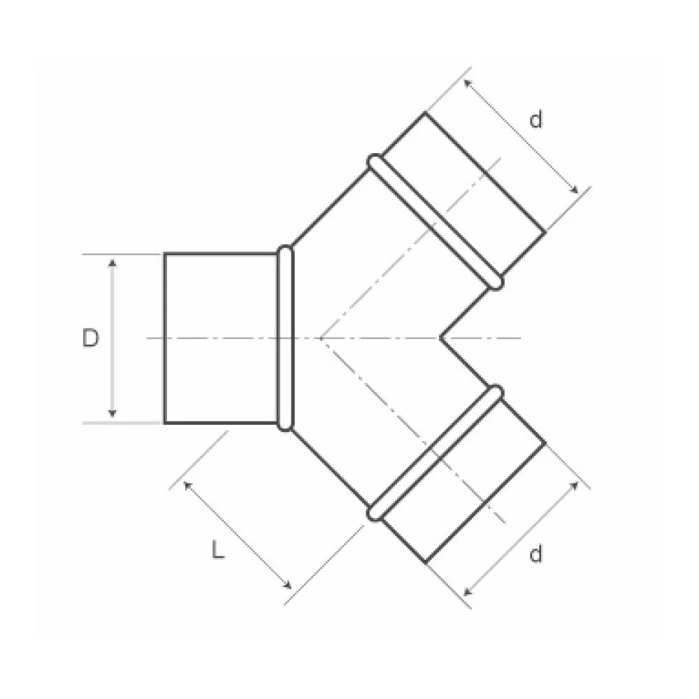 Factory Price Ventilation Air Duct 45 Degree Y Branch Duct Spiral Duct Y Piece for HVAC